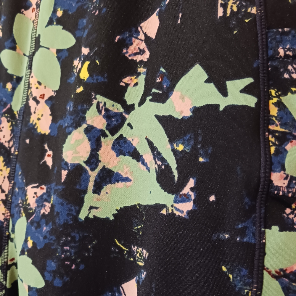 POP Fit Floral Print Activewear Leggings Navy Green Pink Women's 2XL - Picture 3 of 6